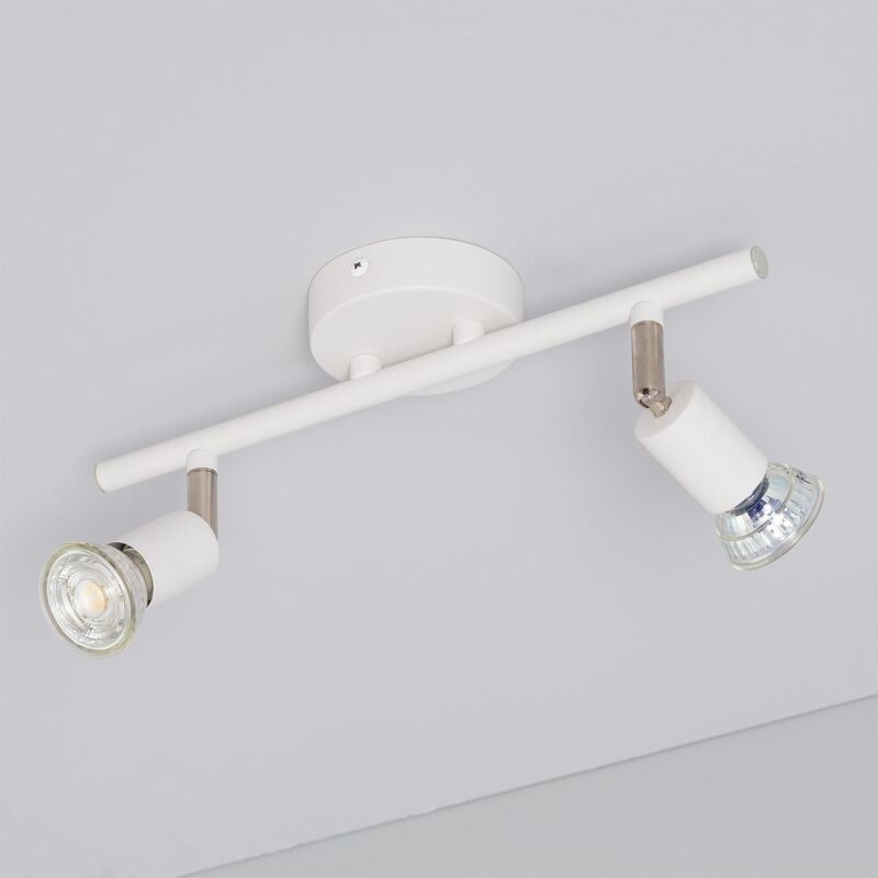 foto del prodotto ledkia lampada da soffitto orientabile alluminio 2 faretti bianco oasis bianco