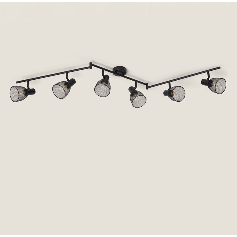 foto del prodotto ledkia lampada da soffitto orientabile alluminio 6 faretti grid nero