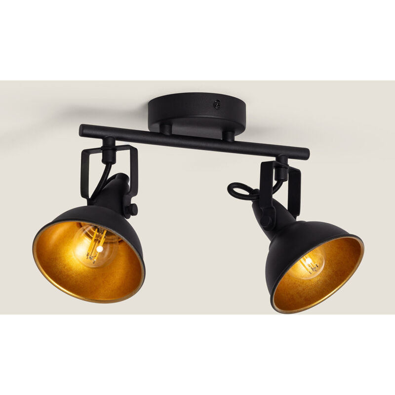 foto del prodotto ledkia lampada da soffitto orientabile in alluminio 2 faretti emer nero nero