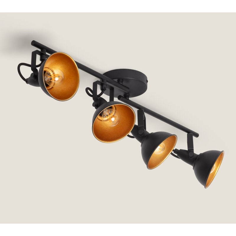foto del prodotto ledkia - lampada da soffitto orientabile in alluminio 4 faretti emer nero nero