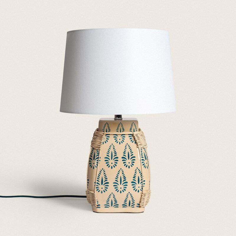 foto del prodotto ledkia lampada da tavolo ceramica arich bianco