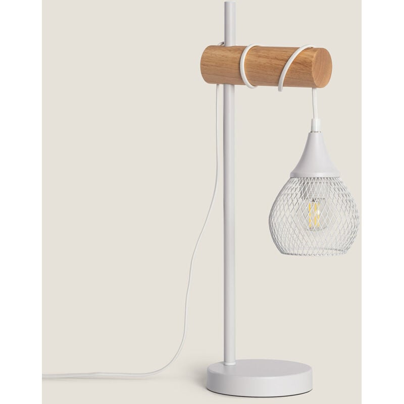 foto del prodotto ledkia - lampada da tavolo in metallo wi-fi con regolatore monah bianco