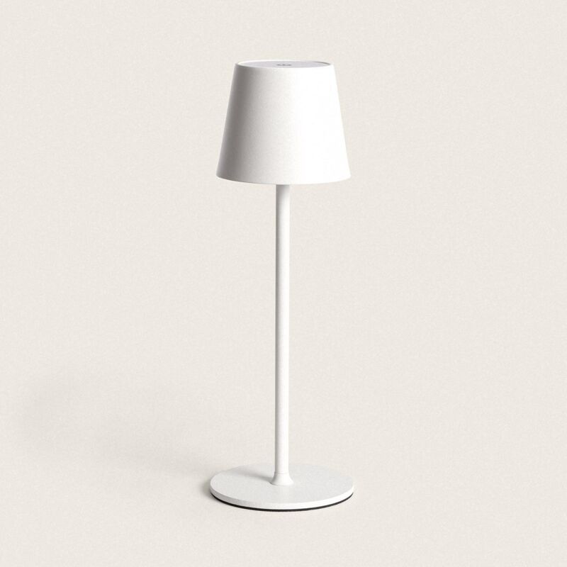 foto del prodotto ledkia lampada da tavolo led 3w portatile in metallo con batteria ricaricabile usb anisa bianco