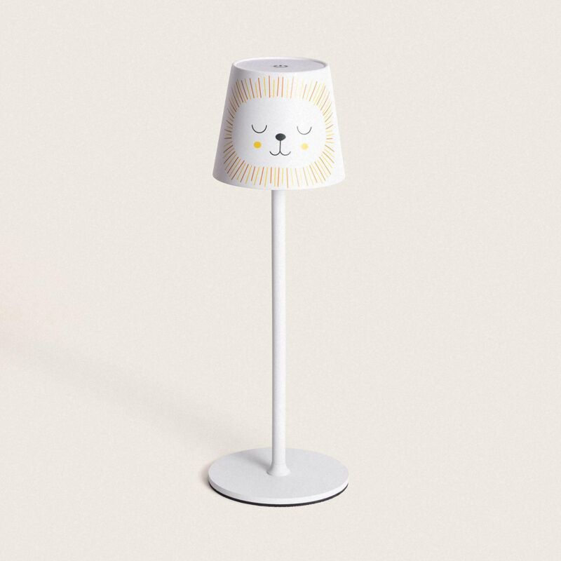 foto del prodotto ledkia lampada da tavolo led 3w portatile in metallo con batteria ricaricabile usb anisa kids giallo