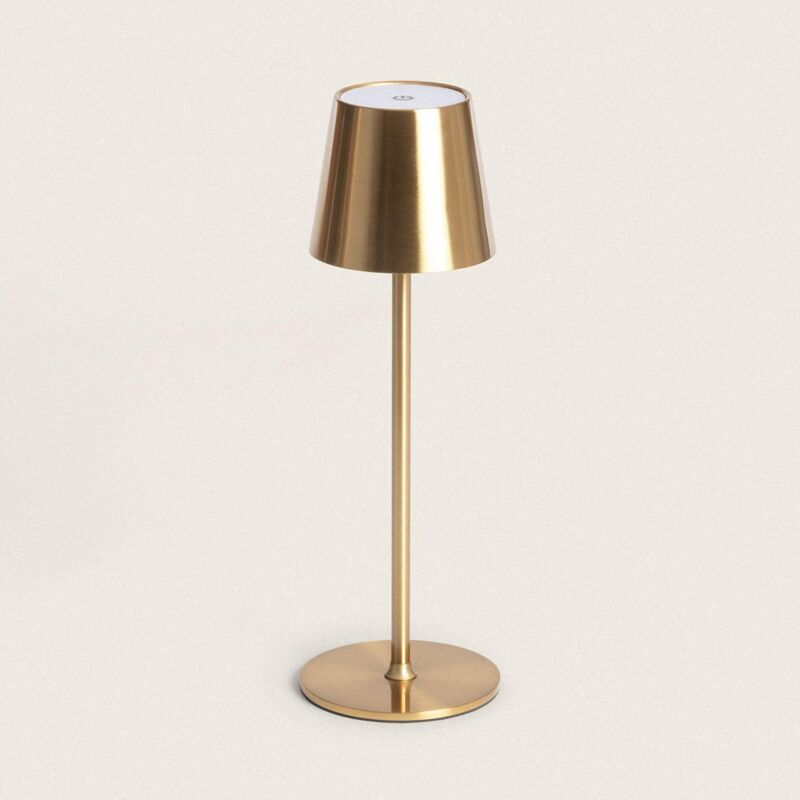 foto del prodotto ledkia lampada da tavolo led 3w portatile in metallo con batteria ricaricabile usb anisa oro