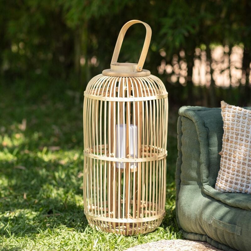 foto del prodotto ledkia lampada da tavolo led portatile in rattan j vea naturale