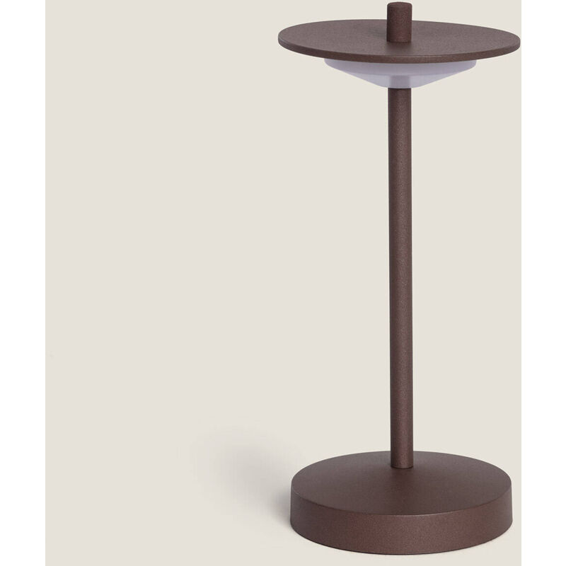 foto del prodotto ledkia lampada da tavolo led portatile per esterni metallo con batteria usb ricaricabile estepona marrone