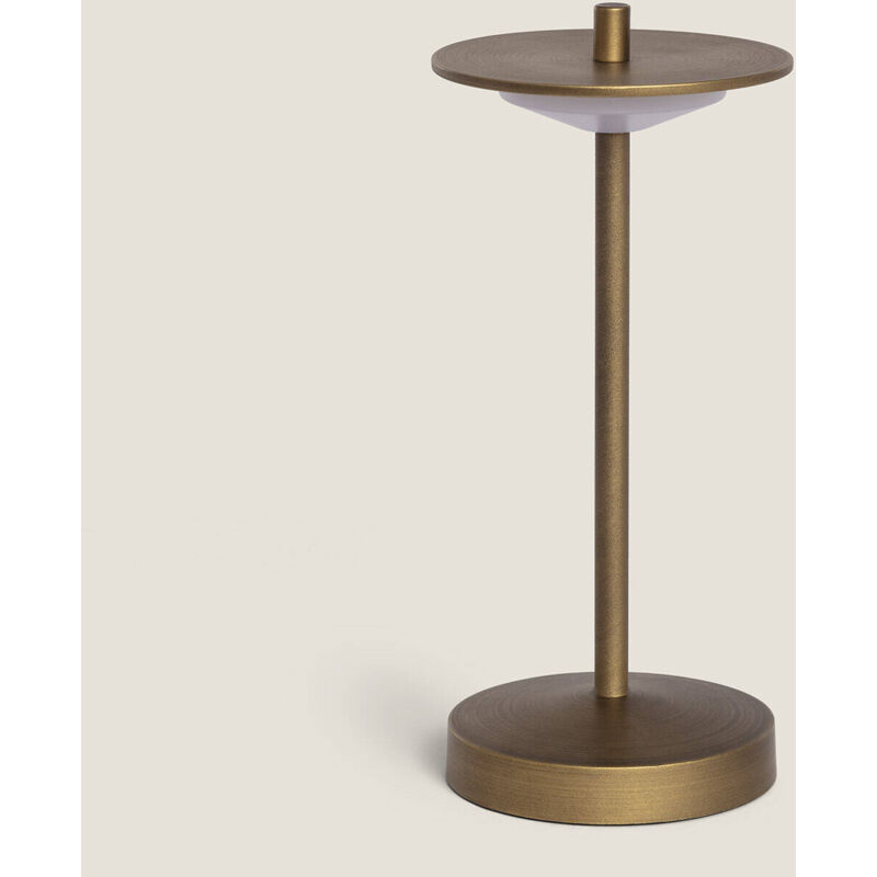 foto del prodotto ledkia lampada da tavolo led portatile per esterni metallo con batteria usb ricaricabile estepona ottone