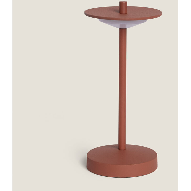 foto del prodotto ledkia lampada da tavolo led portatile per esterni metallo con batteria usb ricaricabile estepona terracotta