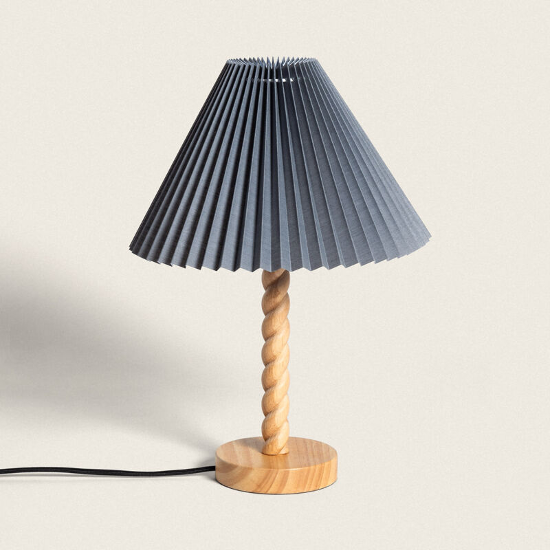 foto del prodotto ledkia lampada da tavolo legno moorea grigio
