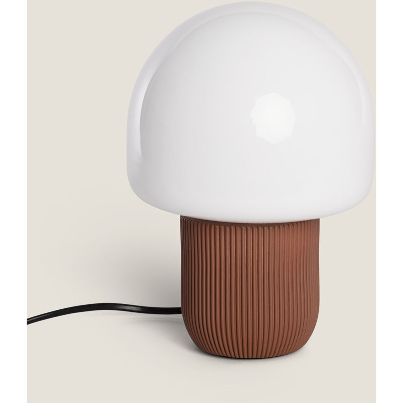 foto del prodotto ledkia - lampada da tavolo resina nacune marrone