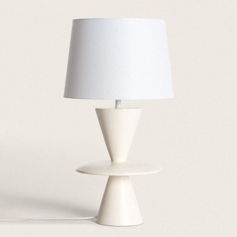 foto del prodotto ledkia lampada da tavolo resina wismar bianco rotto