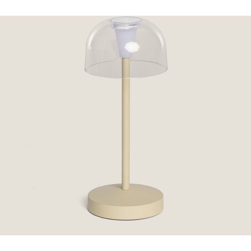 foto del prodotto ledkia lampara da tavolo led portatile per esterni con batteria usb ricaricabile lendora beige