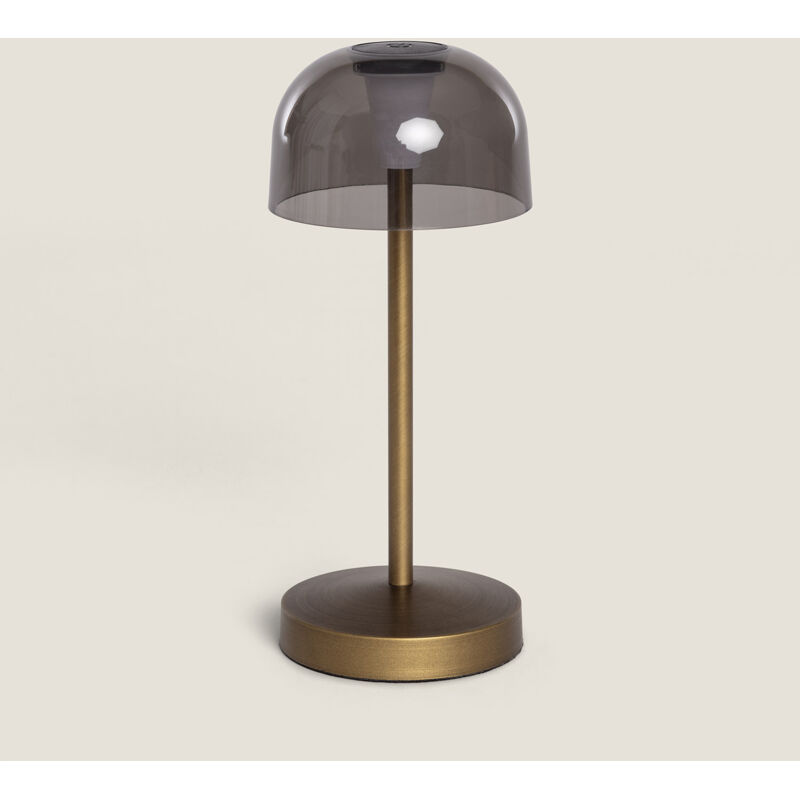 foto del prodotto ledkia lampara da tavolo led portatile per esterni metallo con batteria usb ricaricabile lendora smoke ottone