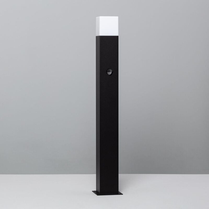 foto del prodotto ledkia lampioncino esterno augusta nero con sensore di movimento pir 74cm nero