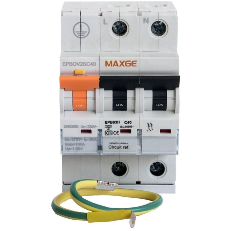 foto del prodotto ledkia limitatore di sovratensioni permanenti transitorie maxge 2p classe ii 15ka 1,5kv 40 a