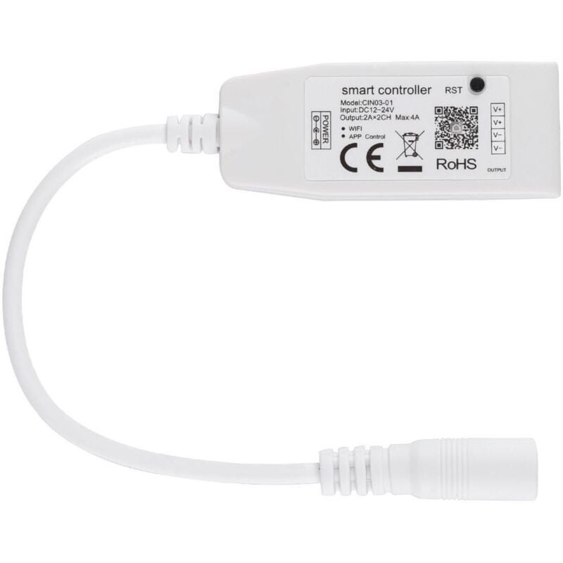 foto del prodotto ledkia mini controller striscia led dimmer smart wi fi monocolore 12 24v dc bianco