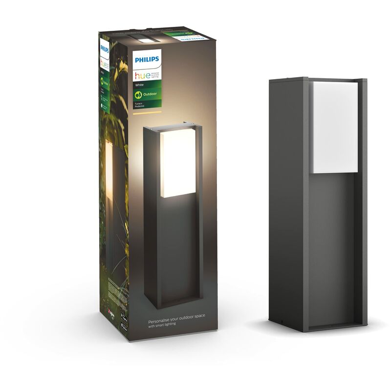 foto del prodotto ledkia philips hue white turaco paletto smart led per esterni, attacco e27, lampadina led smart e27 inclusa, antracite