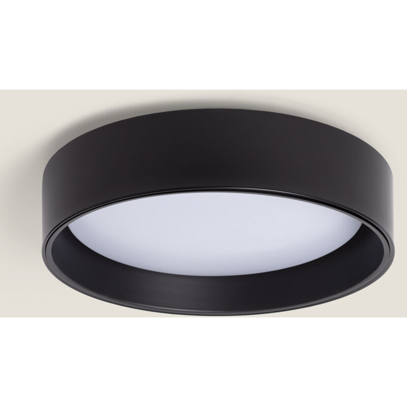 foto del prodotto ledkia plafoniera led 15w circolare metallo cct selezionabile nero design selezionabile caldo naturale freddo 