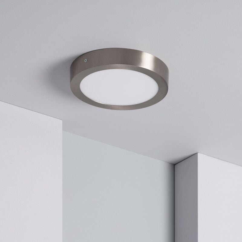 foto del prodotto ledkia plafoniera led 18w circolare metallo 225 mm argento bianco caldo 3000k