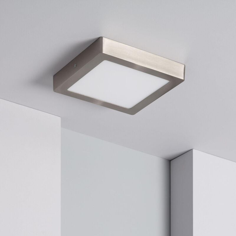 foto del prodotto ledkia plafoniera led 18w quadrata metallo 225x225 mm argento bianco freddo 6000k