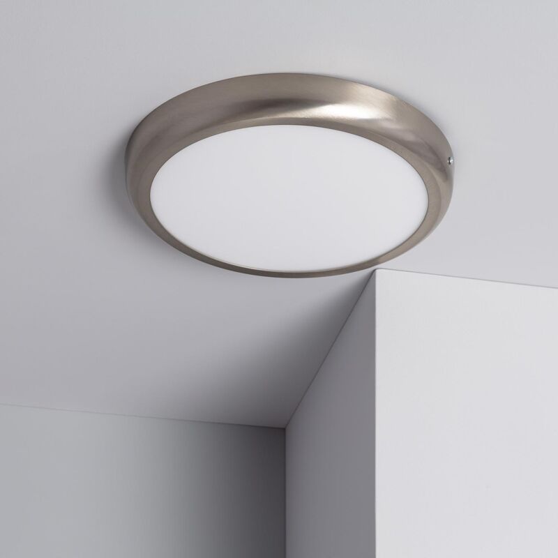 foto del prodotto ledkia plafoniera led 24w circolare metallo 300 mm design argento bianco caldo 2900k 3200k