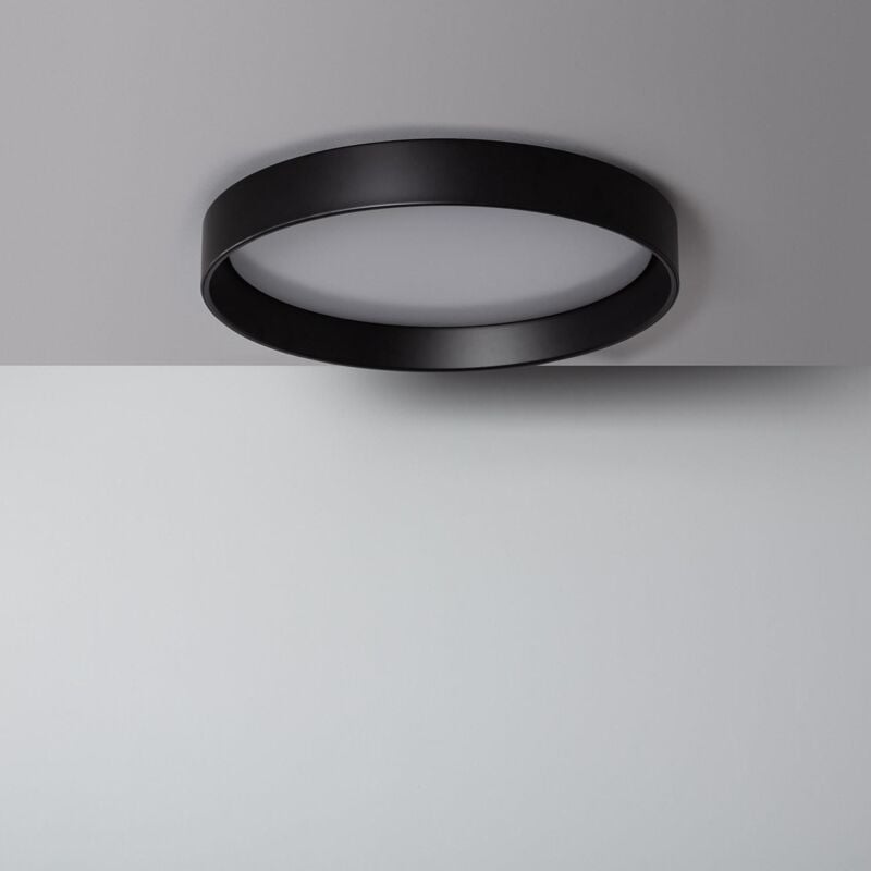 foto del prodotto ledkia plafoniera led 30w circolare metallo 550 mm cct selezionabile nero design selezionabile caldo naturale freddo 