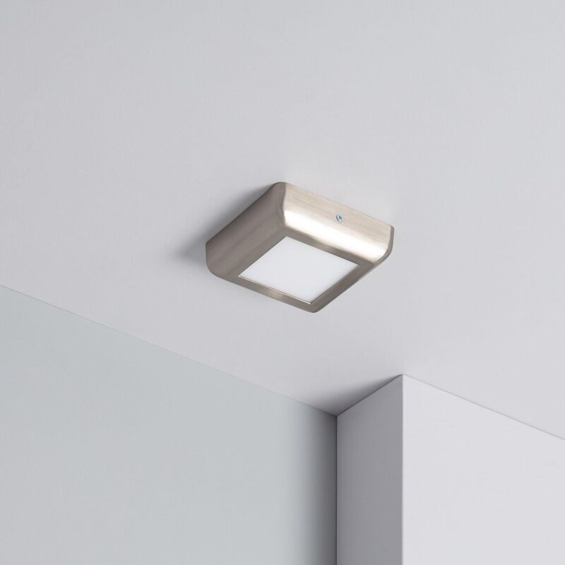 foto del prodotto ledkia plafoniera led 6w quadrata metallo 120x120 mm design argento bianco freddo 6000k