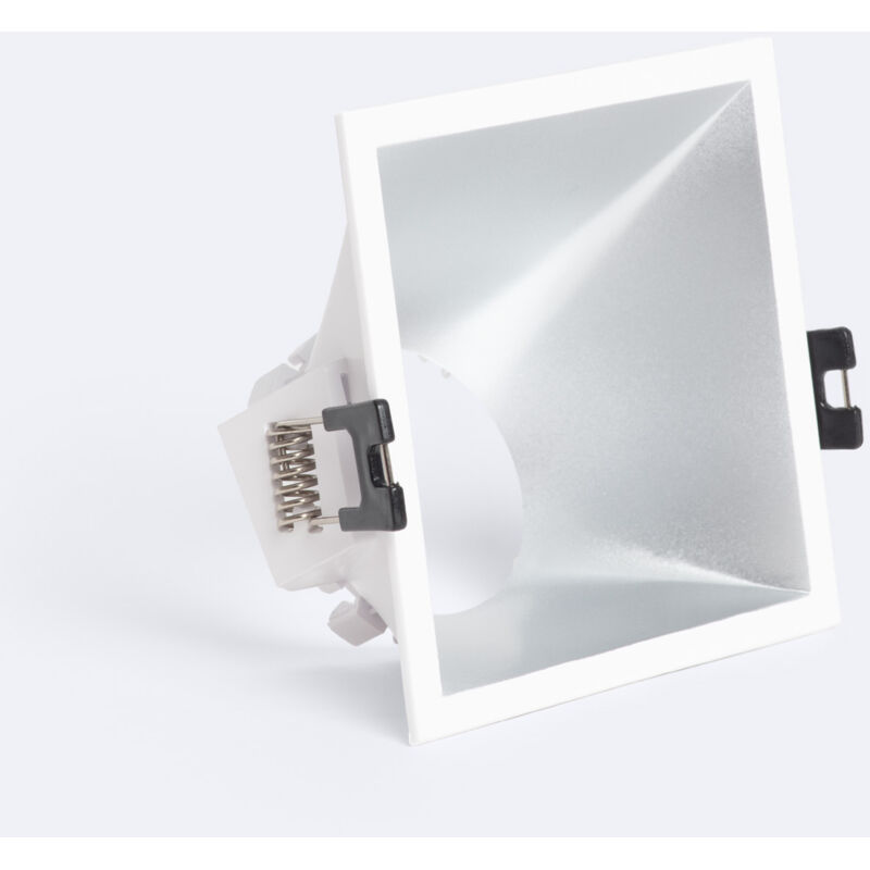 foto del prodotto ledkia - portafaretto downlight quadrato 45 basso ugr per lampadina led gu10 gu5.3 foro 85 x 85 mm bianco - argento