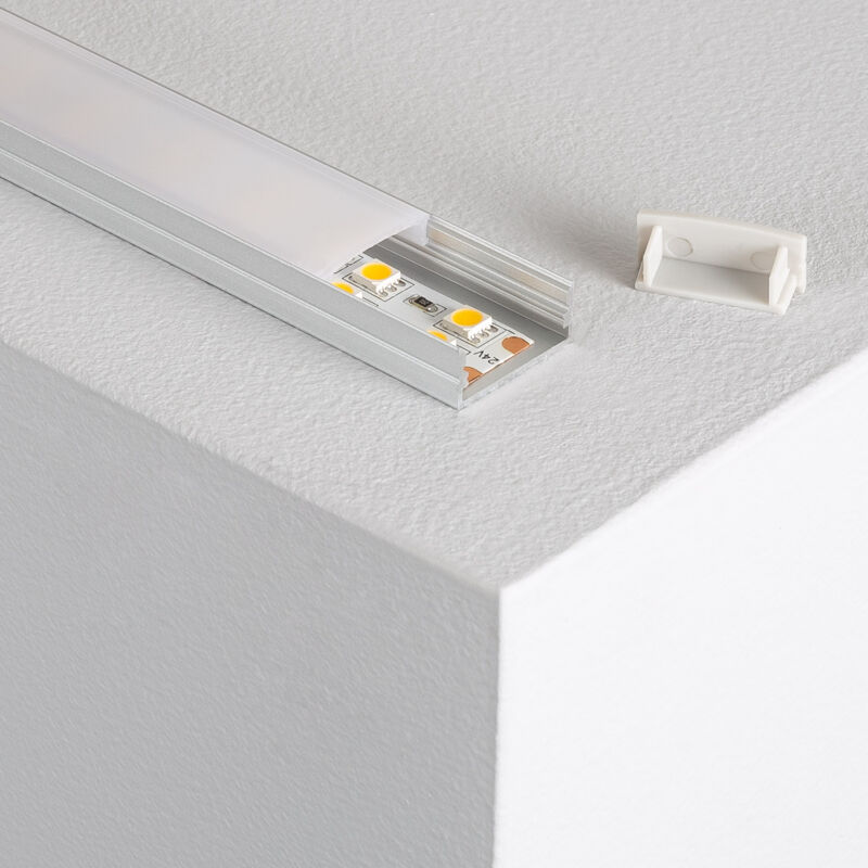 foto del prodotto ledkia profilo in alluminio da superficie 2m doppia striscia led coperchio traslucido