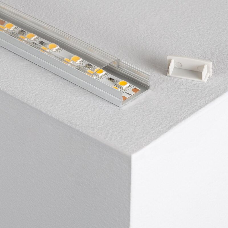 foto del prodotto ledkia profilo in alluminio da superficie 2m doppia striscia led coperchio trasparente