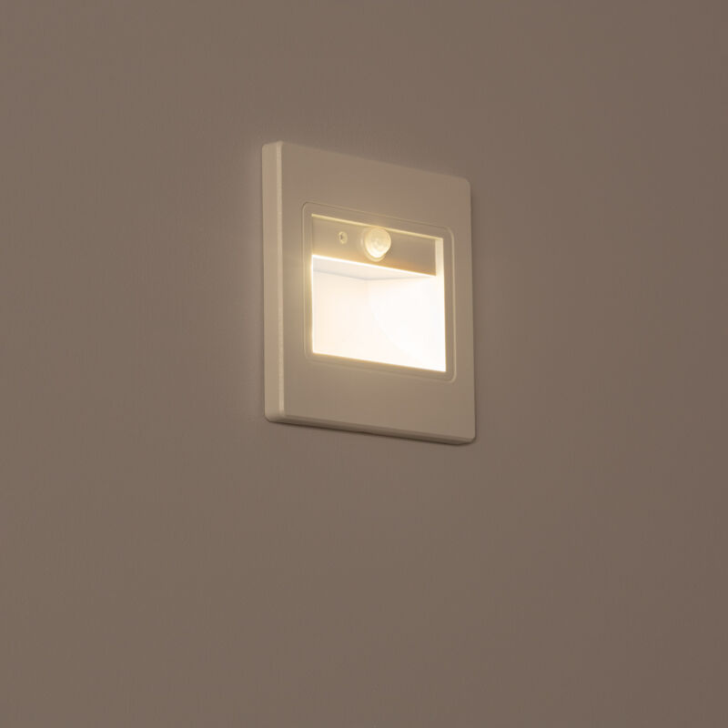 foto del prodotto ledkia segnapasso da parete led 1.5w da incasso con sensore pir e crepuscolare bark bianco bianco caldo 3000k