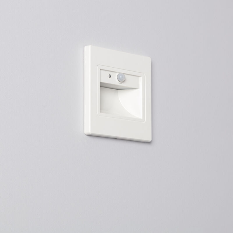 foto del prodotto ledkia segnapasso da parete led 1.5w da incasso con sensore pir e crepuscolare bark bianco bianco naturale 4000k