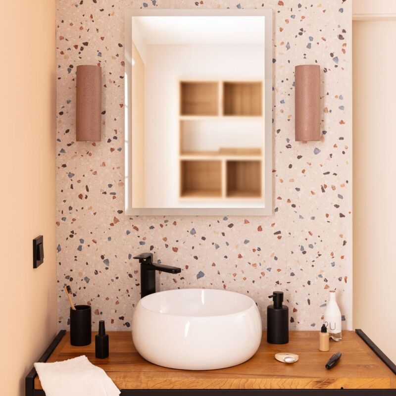 foto del prodotto ledkia specchio bagno con lce led e antiappannamento 70x50 cm nerja selezionabile caldo naturale freddo 