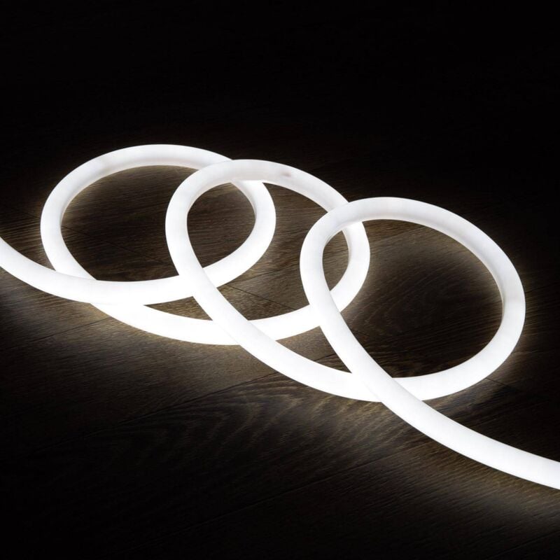 foto del prodotto ledkia striscia neon led regolabile 220v ac 120 led m circolare 360 bianco freddo ip67 su misura taglio ogni 100cm 5 m