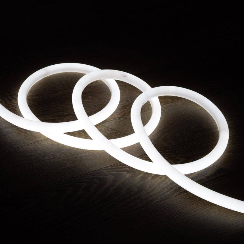 foto del prodotto ledkia striscia neon led regolabile 220v ac 120 led m circolare 360 bianco freddo ip67 su misura taglio ogni 100cm 50 m