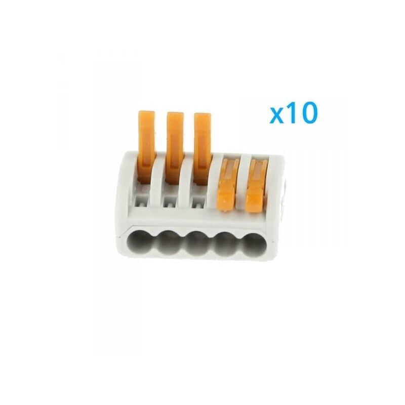 foto del prodotto ledlux 10 morsetti a molla con 5 leve connettori terminali conduttore per cavi fili elettrici riutilizabile facile veloce pratico per elettricista