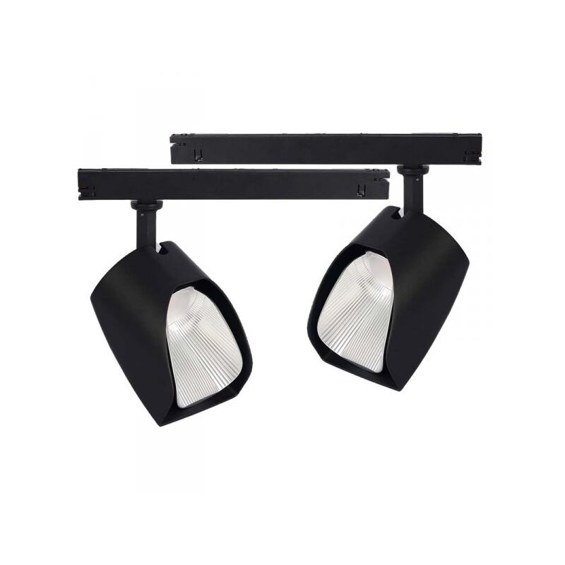 foto del prodotto ledlux 2 kit faro led da binario asimmetrico trifase 30w 4000lm carcassa nera 3000k con alimentatore scomparsa cri 90 ugr 19
