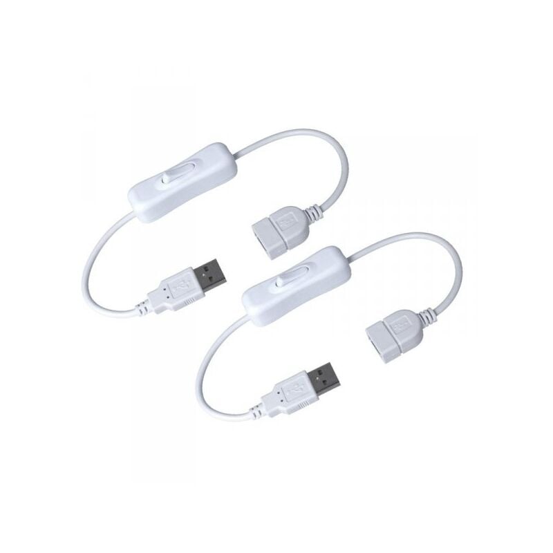 foto del prodotto ledlux 2 pz cavo usb con interruttore on off a bilanciere per lampada da scrivania a led ventilatore usb strisce led bianco