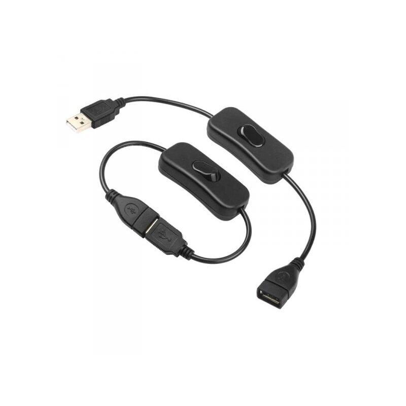 foto del prodotto ledlux 2 pz cavo usb con interruttore on off a bilanciere per lampada da scrivania a led ventilatore usb strisce led nero