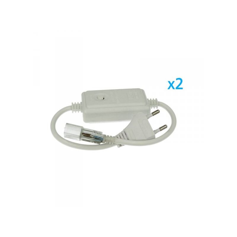 foto del prodotto ledlux 2 pz spina alimentatore trasformatore raddrizzatore 2 pin rgb passo 9mm con bottone interruttore controller per bobina led 220v monocolore