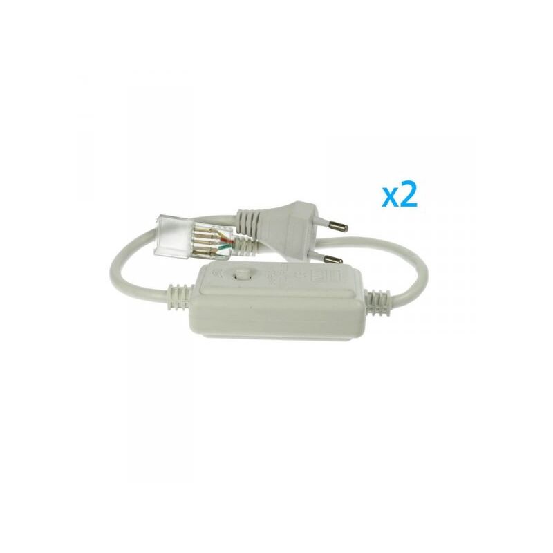 foto del prodotto ledlux 2 pz spina alimentatore trasformatore raddrizzatore 4 pin passo 9mm per bobina led rgb 220v con bottone interruttore mini controller 8