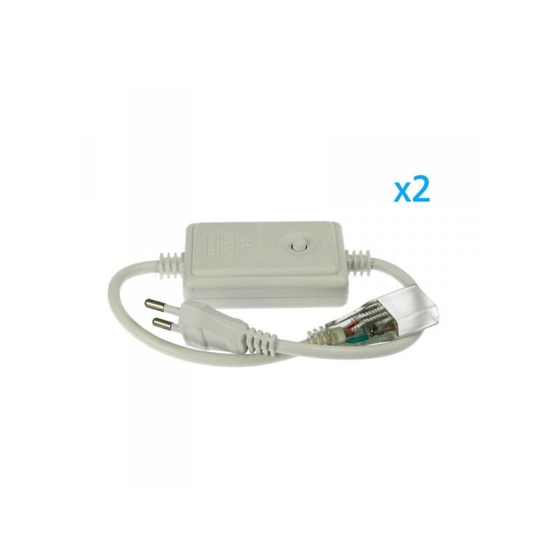 foto del prodotto ledlux 2 pz spina alimentatore trasformatore raddrizzatore 4 pin rgb passo 13,5mm con mini controller 8 programmi per striscia led rgb 220v