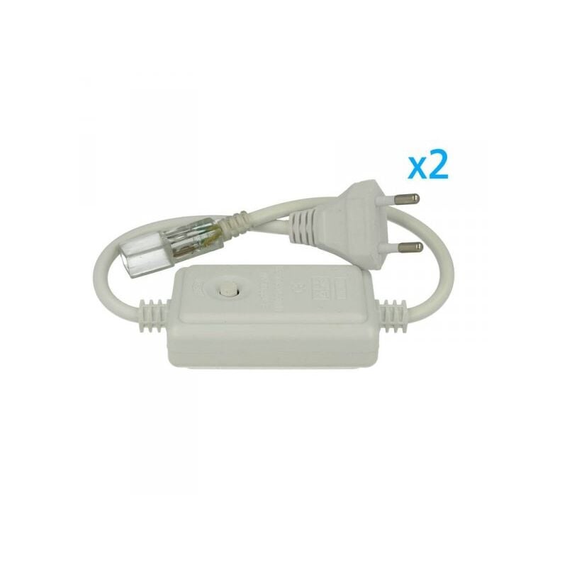 foto del prodotto ledlux 2 pz spine alimentatore trasformatore 2 pin rgb passo 6mm con interruttore on off e controller 8 programmi per striscia led 220v