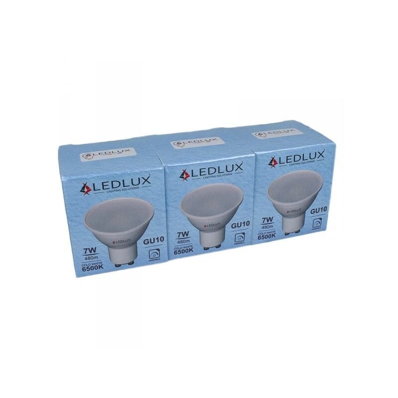 foto del prodotto ledlux - 3 pz lampadina led gu10 dimmerabile triac 7w 220v bianco freddo 6500k 570 lumens