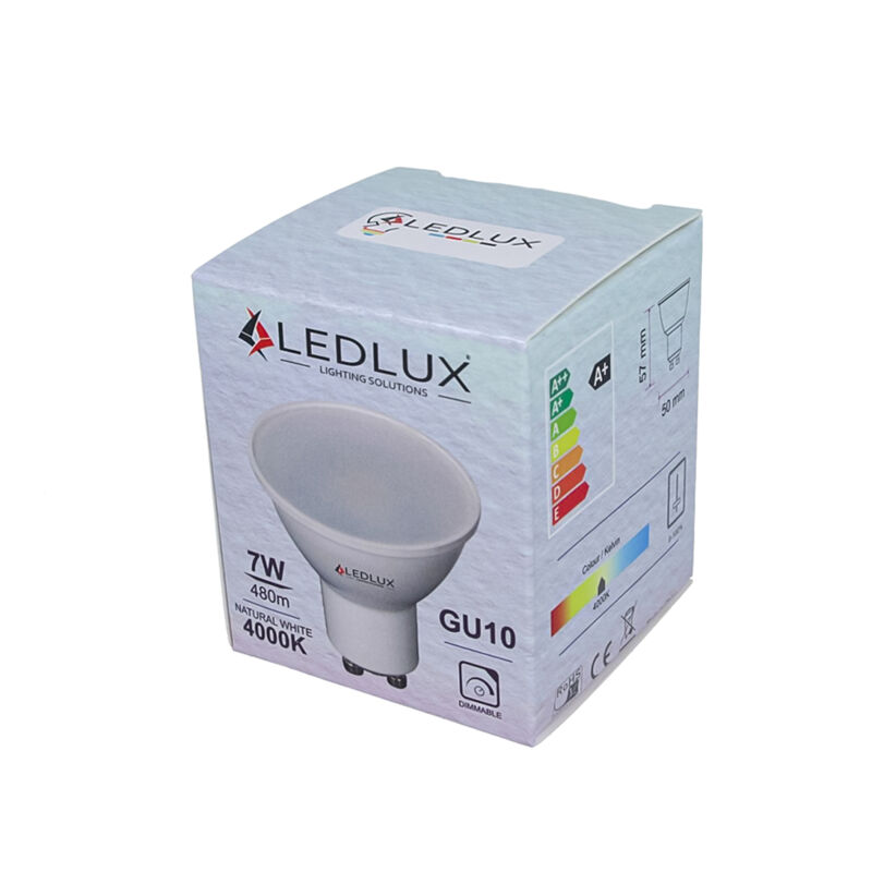 foto del prodotto ledlux - 3 pz lampadina led gu10 dimmerabile triac 7w 220v bianco neutro 4000k 570 lumens