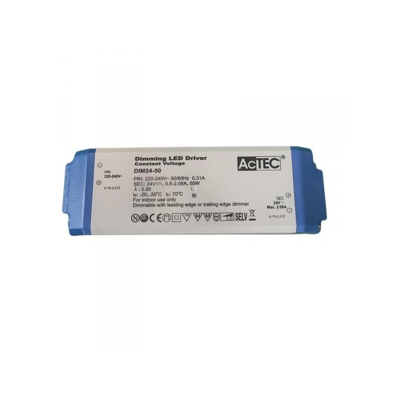 foto del prodotto ledlux alimentatore dimmerabile con triac dimmer taglio di fase dc 24v 50w per striscia led 24v dim24 50