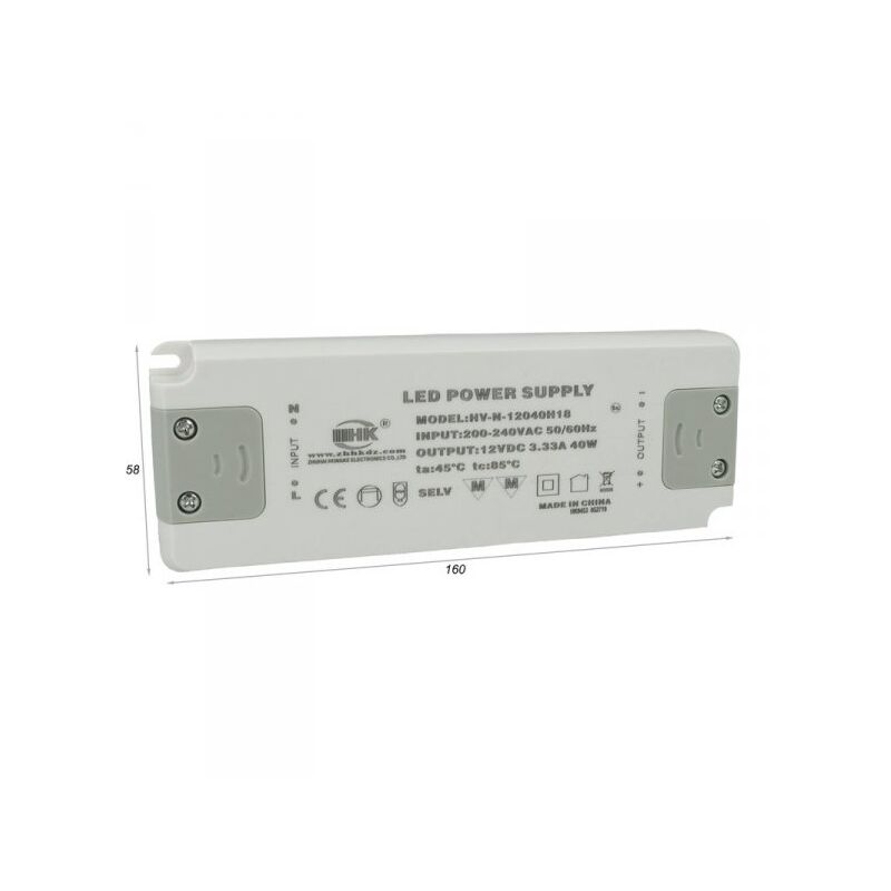 foto del prodotto ledlux alimentatore trasformatore cv 40w 12v 3,33a super slim solo 19mm spessore