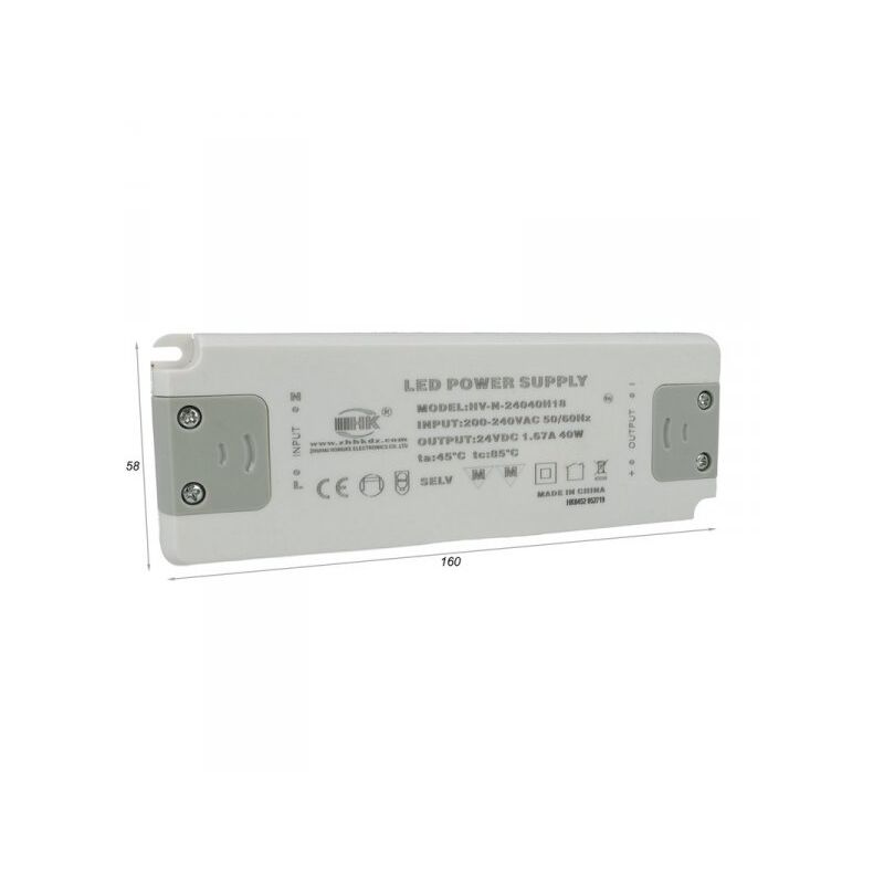 foto del prodotto ledlux alimentatore trasformatore cv 40w 24v 1,67a super slim solo 19mm spessore