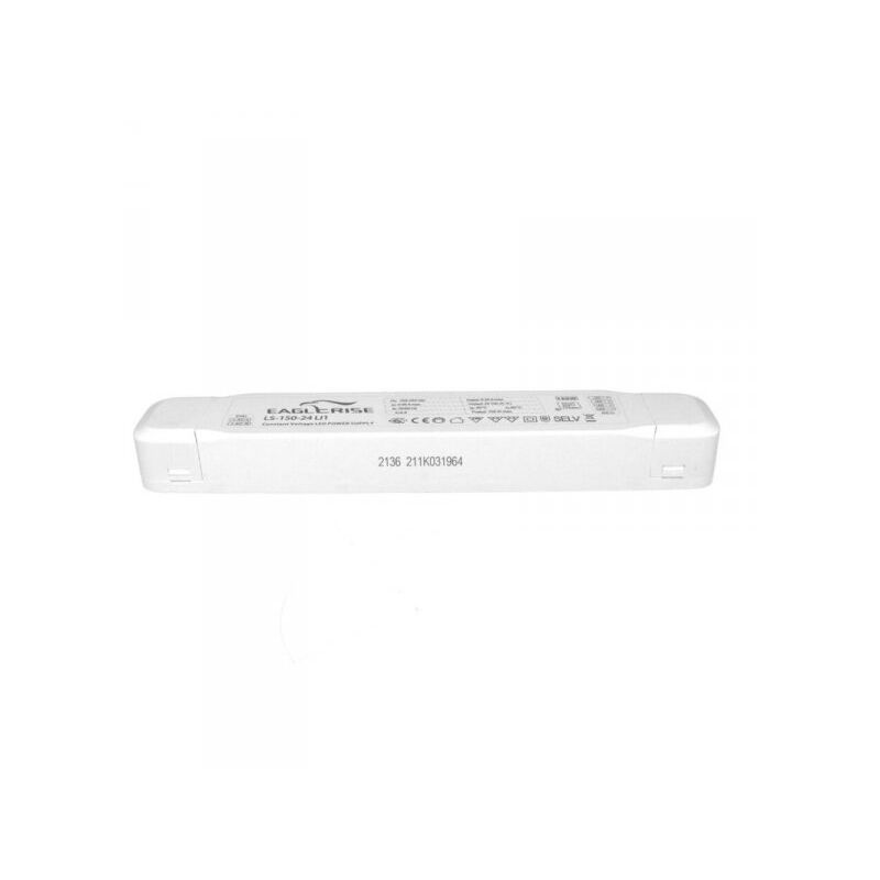 foto del prodotto ledlux alimentatore trasformatore lungo sottile 24v 150w 6,25a con carcassa in plastica eaglerise ls 150 24 li